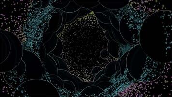 Abstract Digital Animation Journey Through a Cosmic Bubble Tunnel with Swirling Particles and Glowing Stars video