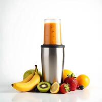 Making Fruit Smoothie in Blender with Fresh Fruits photo