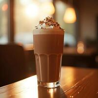 Hot Chocolate Drink Topped with Cream and Sprinkles photo