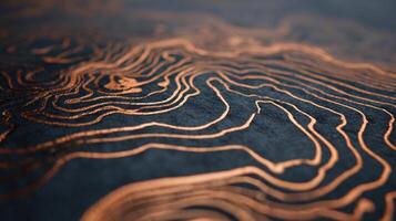 abstract topography lines in metallic ink style, minimal map concept photo