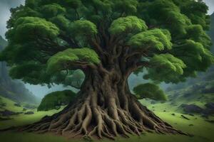 An image of a large tree with roots photo