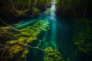 A river in the middle of a mangrove forest photo