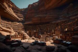A library in the middle of a canyon photo