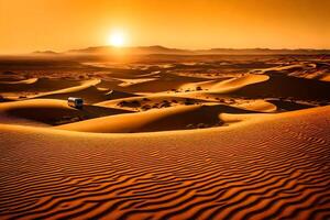 The sun rises over the sahara desert in morocco photo