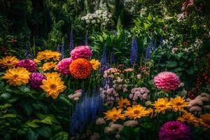 vistoso flores en un jardín foto