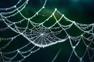 Spider web with dew drops on it photo
