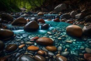 A river with rocks and water flowing through it photo