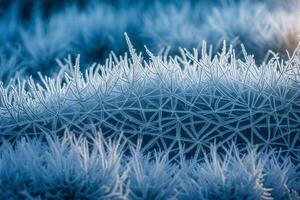 Frost crystals on a cactus photo