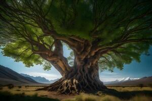 The tree of life, a large tree in the middle of a field photo