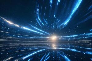 Abstract space background with lights and reflections photo