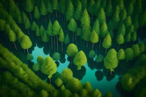 An aerial view of a forest with trees photo