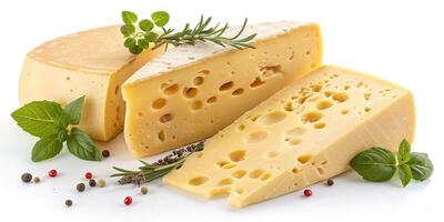 Swiss Cheese Photo Isolated on White