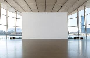 Empty white wall in a modern exhibition space. photo