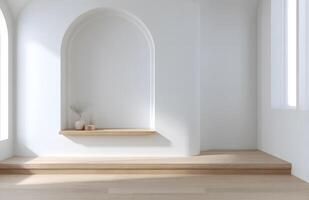 Modern interior design featuring a light, bright, and minimalist space. photo