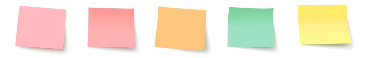 Colorful rectangular note papers displayed on a white background. photo