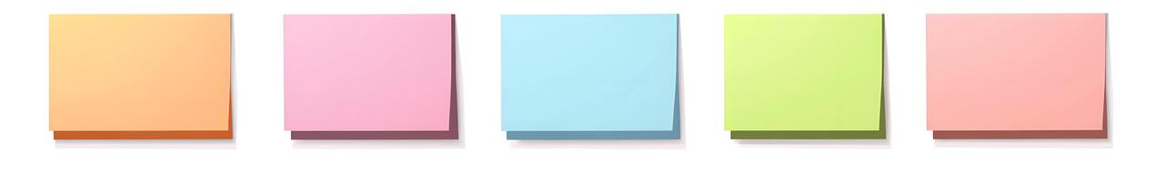 Four pastel-colored rectangular notepads displayed. photo