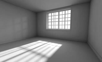 Empty room with a window and shadows. photo