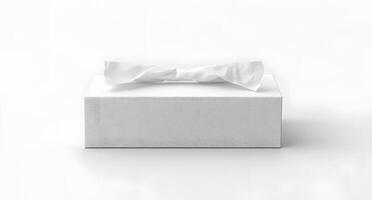 Empty tissue box with tissue in a setting. photo