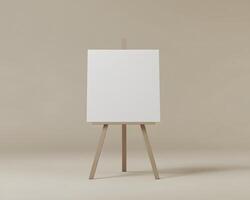 Empty easel with blank canvas against a neutral backdrop. photo