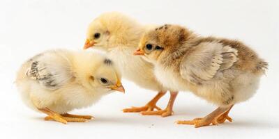 Fluffy Chicks Captured on White Background photo