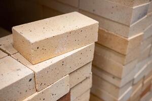 Industrial production of elastic clinker tiles. Modern technologies with the use of polymeric materials and natural clay. Facade ceramic tiles for exterior decoration of houses. photo