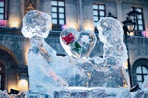 Omsk Russia 02.01.2024 Festival of ice sculptures. photo