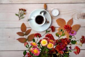 Autumn composition. Autumn, fall concept. Flat lay, top view, copy space photo