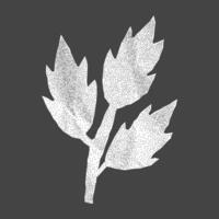 Botanical paper cutout with jagged torn edges, leaf silhouette. Crumpled texture with gritty halftone finish, ideal for minimal collage art. vector