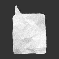 Isolated white speech bubble on dark background. Crumpled paper texture with jagged torn edges gritty dots and halftone overlay. vector