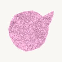 Wrinkled vintage pink pastel notebook speech bubble on white background. Jagged torn edges gritty dotted texture and halftone dots. vector
