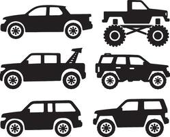 black silhouettes of various vehicles on a white background vector