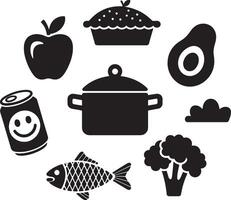 food and drink icons set illustration vector