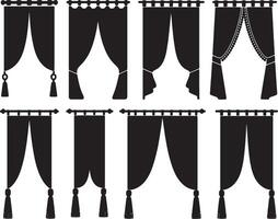 Eight different styles of elegant curtains and drapes vector