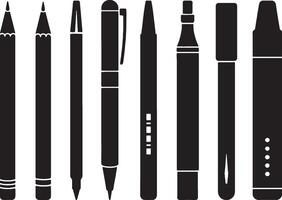 Black and white writing utensils collection vector