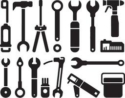 tools icons set on white background vector