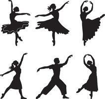 silhouettes of ballerinas dancing on a white background vector