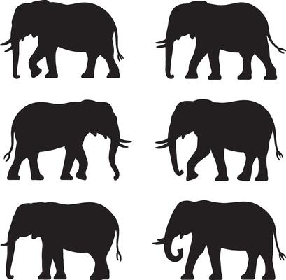 elephant silhouette silhouette set
