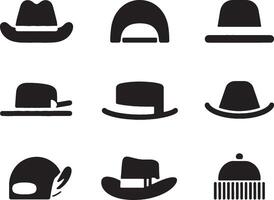 a set of hats icons on a white background vector