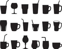 a collection of different types of drinks and cups vector