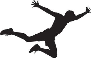 Man silhouette dynamic jump action pose vector