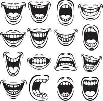 Collection of cartoon mouths showing various expressions vector