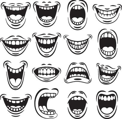 Collection of cartoon mouths showing various expressions