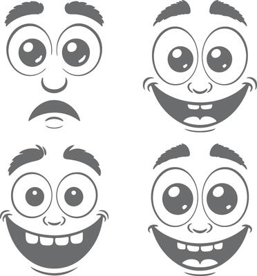 Best Four cartoon faces showing different emotions