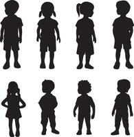 Silhouettes of children standing in a row vector