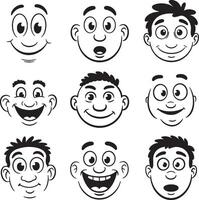 Best nice cartoon faces of different emotions vector