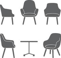 Modern chair set multiple views simple design vector