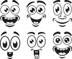 Unique cartoon faces with different expressions vector