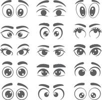 Cartoon eyes set various expressions animation design vector