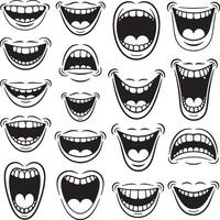 Collection of cartoon open mouths various expressions vector