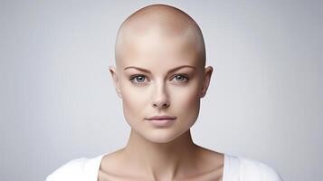 A woman with bald head and a bald head photo